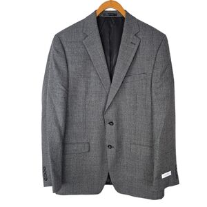 Calvin Klein Wool Sport Coat Houndstooth Gray and Black Size 42L